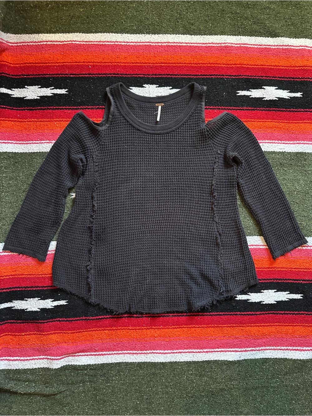 Free People Moonshine Cold Shoulder Waffle Knit Sweater